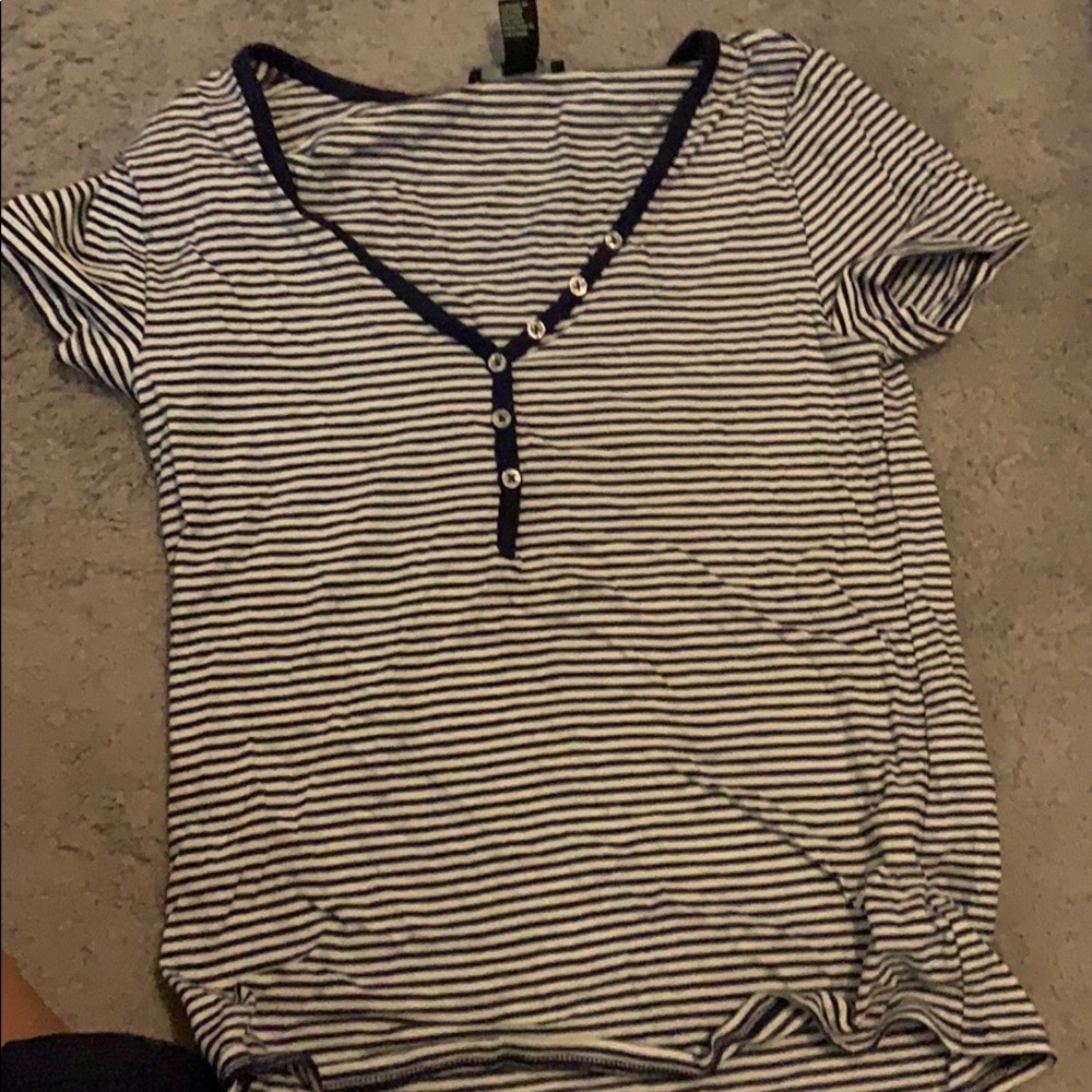Navy and white striped top